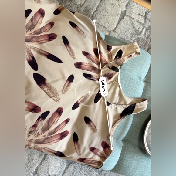 Silk feather print tank - Picture 3 of 3